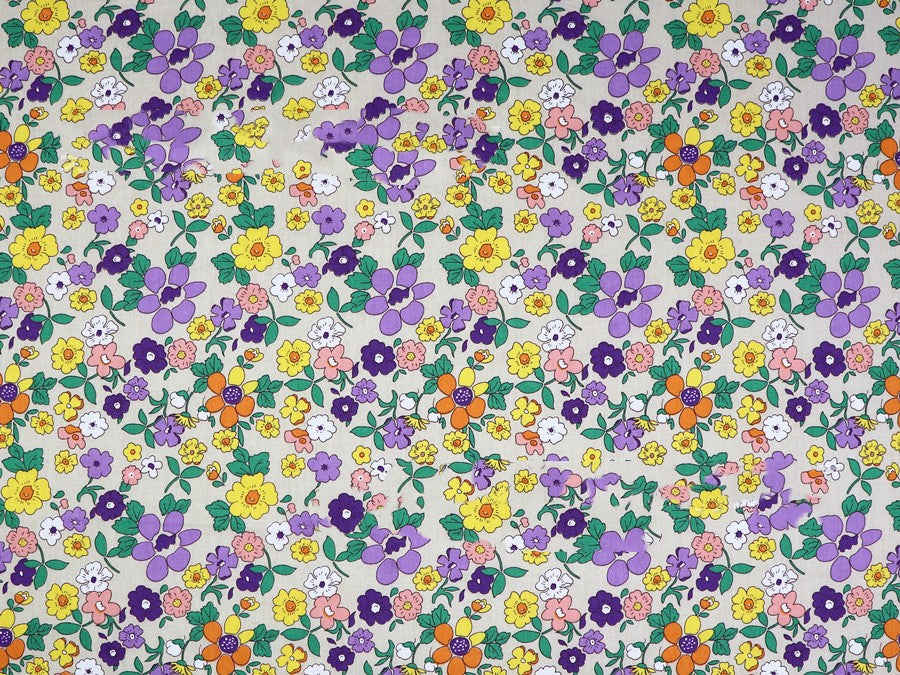 Plant Flower Small Clear Floral Twill Cotton Fabric