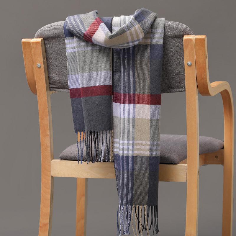 British Plaid Imitation Cashmere Tassels Couple Parent-child Men's Scarf - Nioor