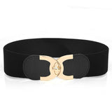 Fastener Decoration Wide Belt Women's Elastic Waistband - Nioor