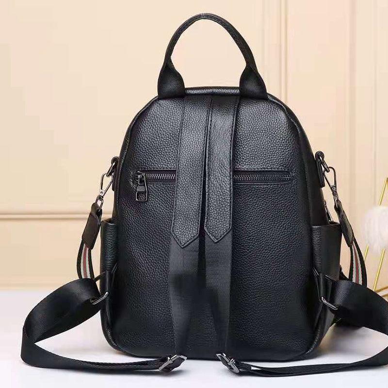 Casual Versatile Double Shoulder Wrap Layer Cowhide Women's Fashion Backpack - Nioor