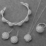 Bracelet pendant necklace ring earring four piece set - Nioor