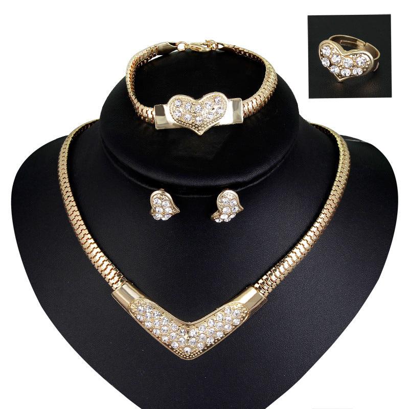 New European and American necklaces, earrings, hand ornaments, four sets of bridal wedding party jewelry manufacturers direct sales - Nioor