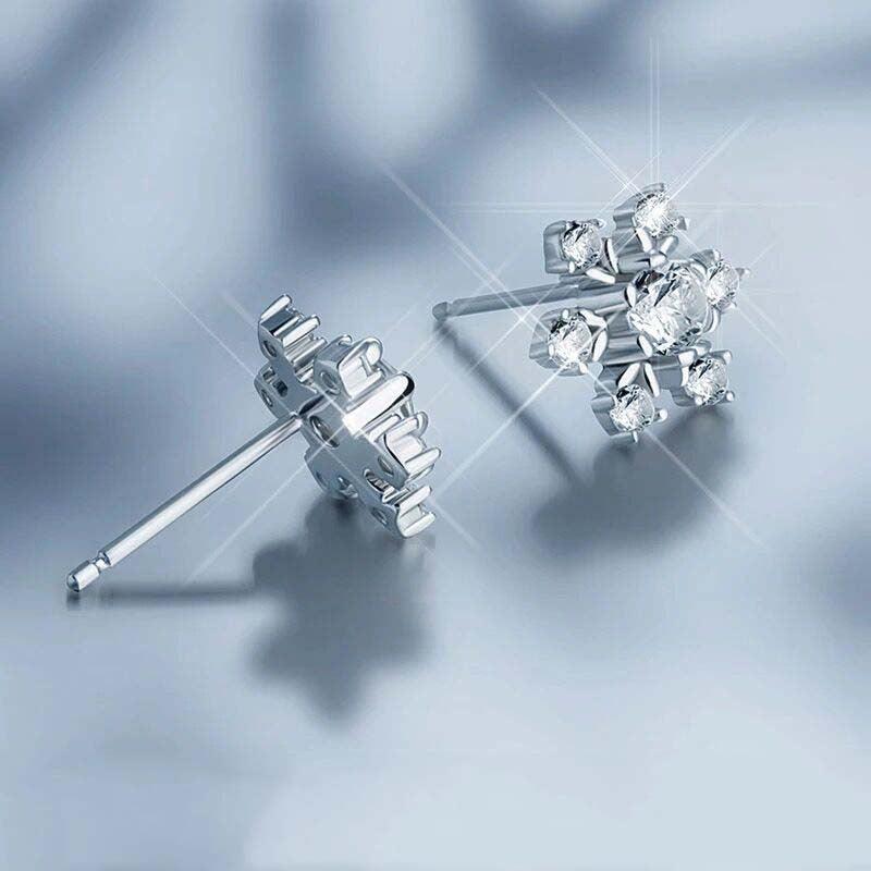 S925 sterling silver simple snowflake earrings - Nioor