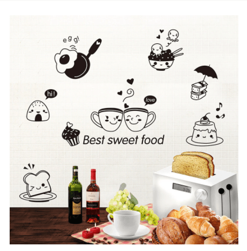 Restaurant Kitchen Happy Western Food Refrigerator Coffee Sticker - Nioor