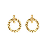 High-grade Titanium Steel Gold-plated Hollow Crescent Earrings - Nioor