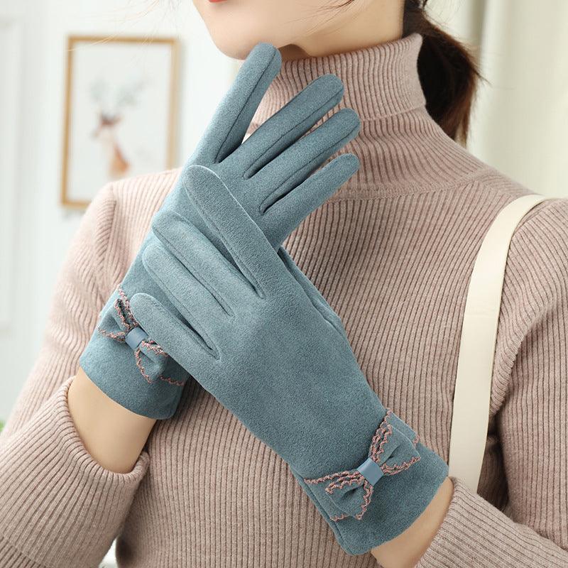 Add Velvet Warm Korean Cute Cold Gloves - Nioor