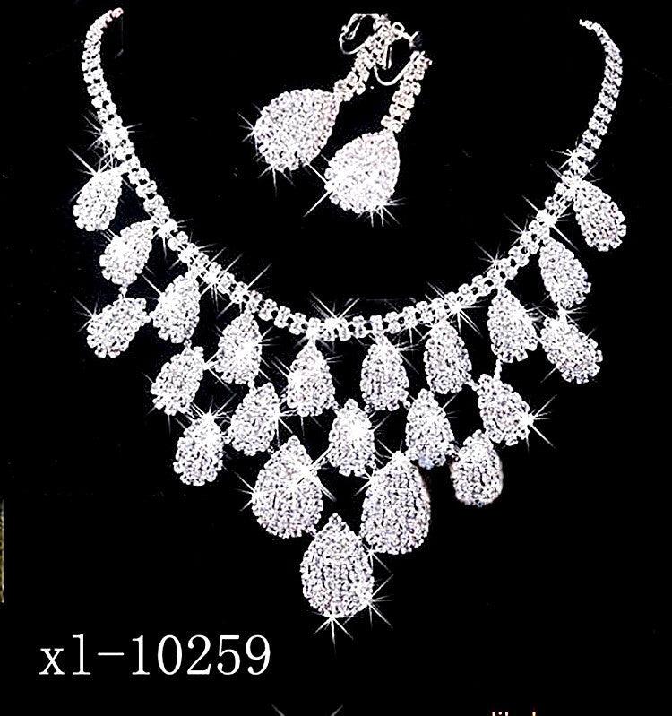 Gorgeous Diamond Necklace Set Wedding Bride Evening Costume Jewelry Set To Map Samples - Nioor