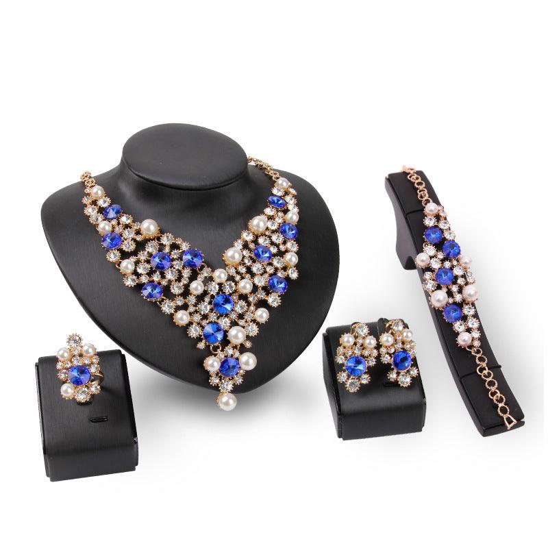 Four-piece Bridal Clothing Accessories Necklace Earrings - Nioor