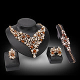 Four-piece Bridal Clothing Accessories Necklace Earrings - Nioor