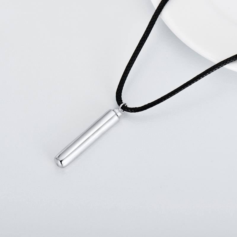 Cylinder Cremation Necklace Sterling Silver Urn Jewelry Dog Human Hair Memorial Pendant - Nioor