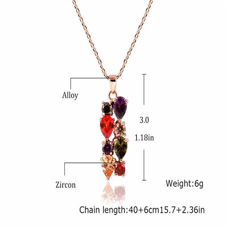 Shiny Zircon Hypoallergenic Necklace Earrings Ring Set - Nioor