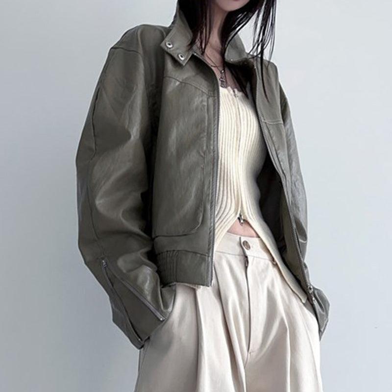 Loose Jacket Coat Women's Outer Leather Coat - Nioor