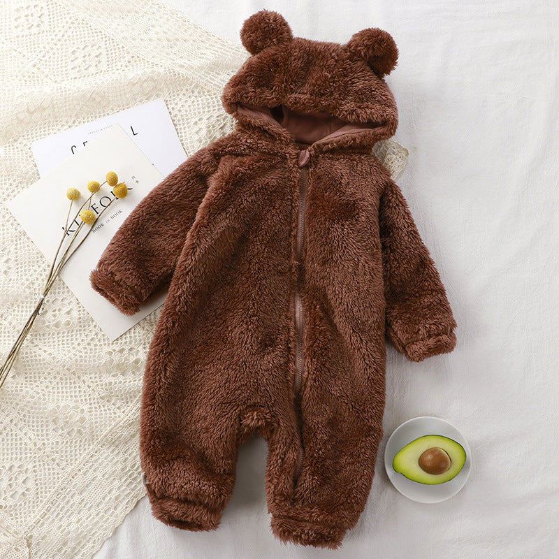 Baby One-piece Winter Newborn Warm Rompers Baby Plush Outer Wear