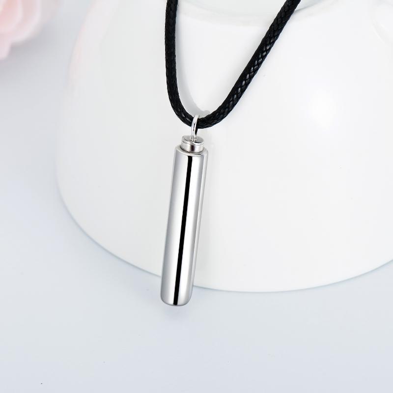 Cylinder Cremation Necklace Sterling Silver Urn Jewelry Dog Human Hair Memorial Pendant - Nioor