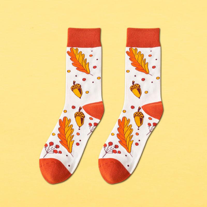 Men's Mid-calf Length Autumn And Winter New Casual Cartoon AB Foot Socks - Nioor