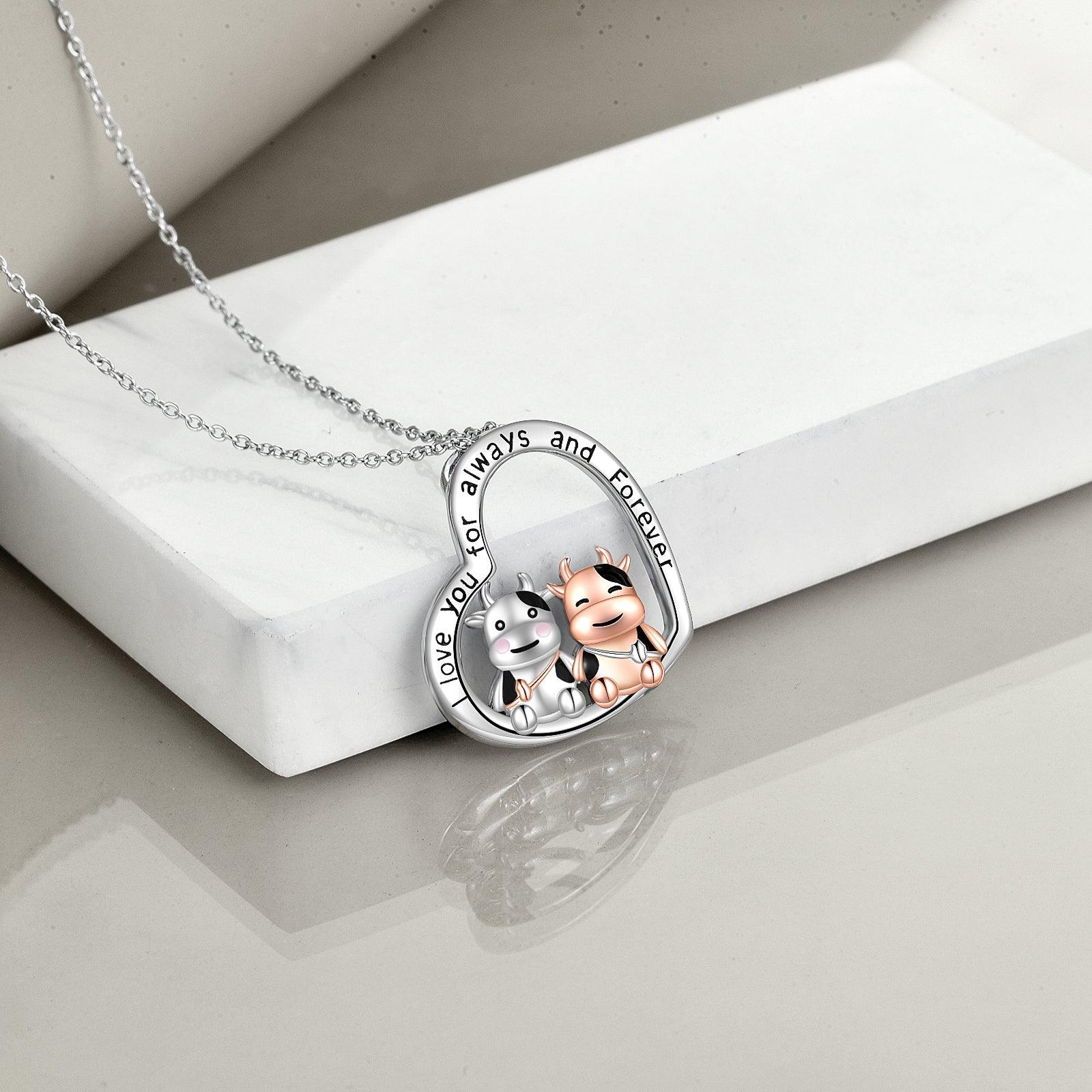 Cow Gifts Cow Necklace for Women 925 Sterling Silver I Love You Always and Forever - Nioor