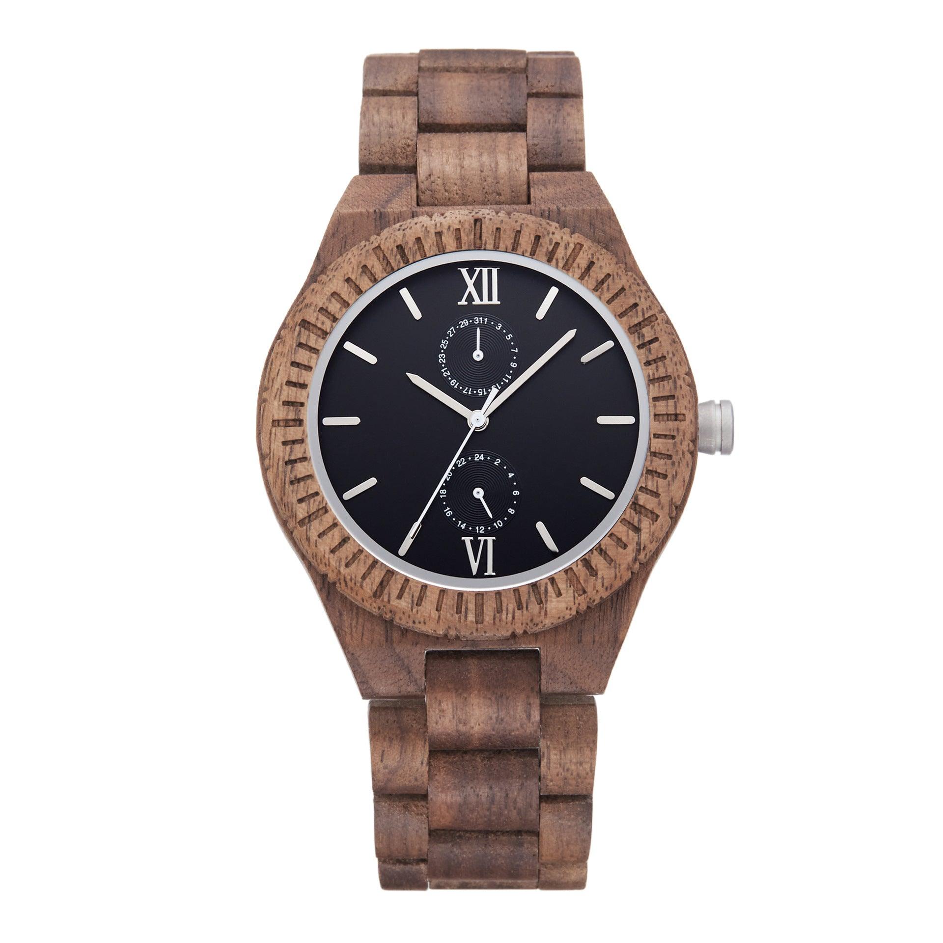 Men's Multi-functional Wooden Watch Quartz Movement - Nioor