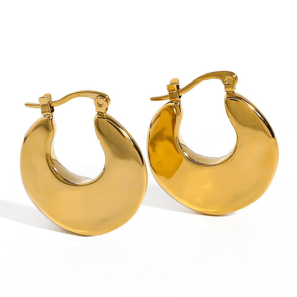 High-grade Titanium Steel Gold-plated Hollow Crescent Earrings - Nioor