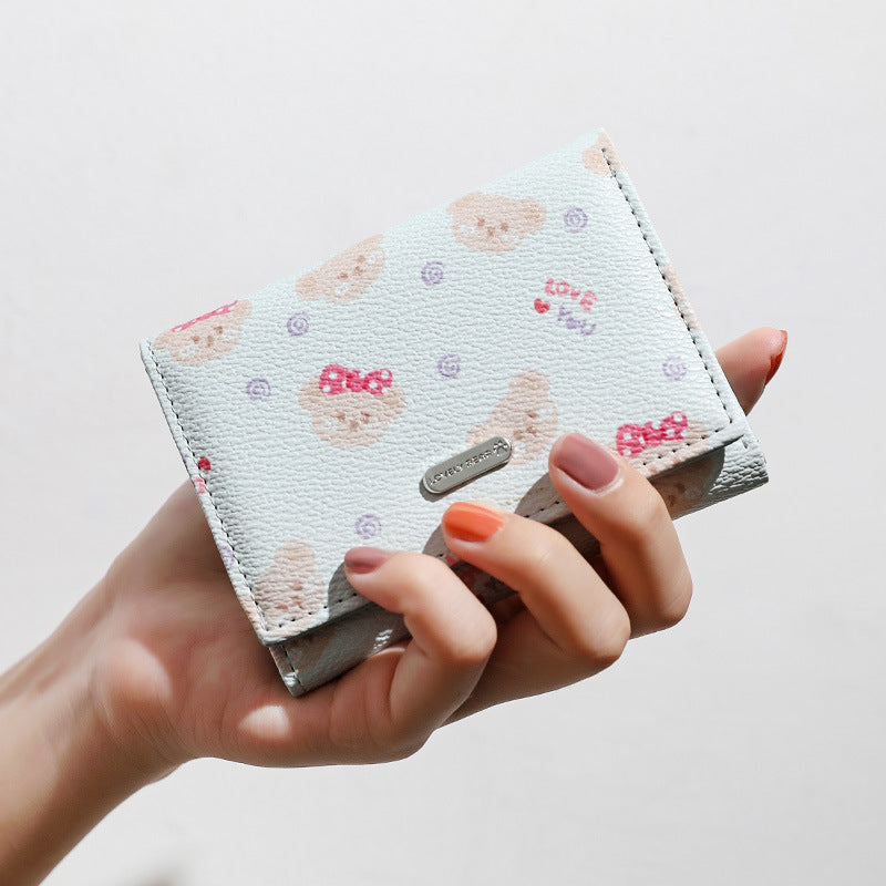 Women's Fashion Pointed Small Bear Print Student Wallet