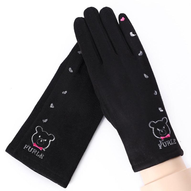 Thermal Gloves N915 Women's Winter Suede Double-layer Velvet Thickened - Nioor