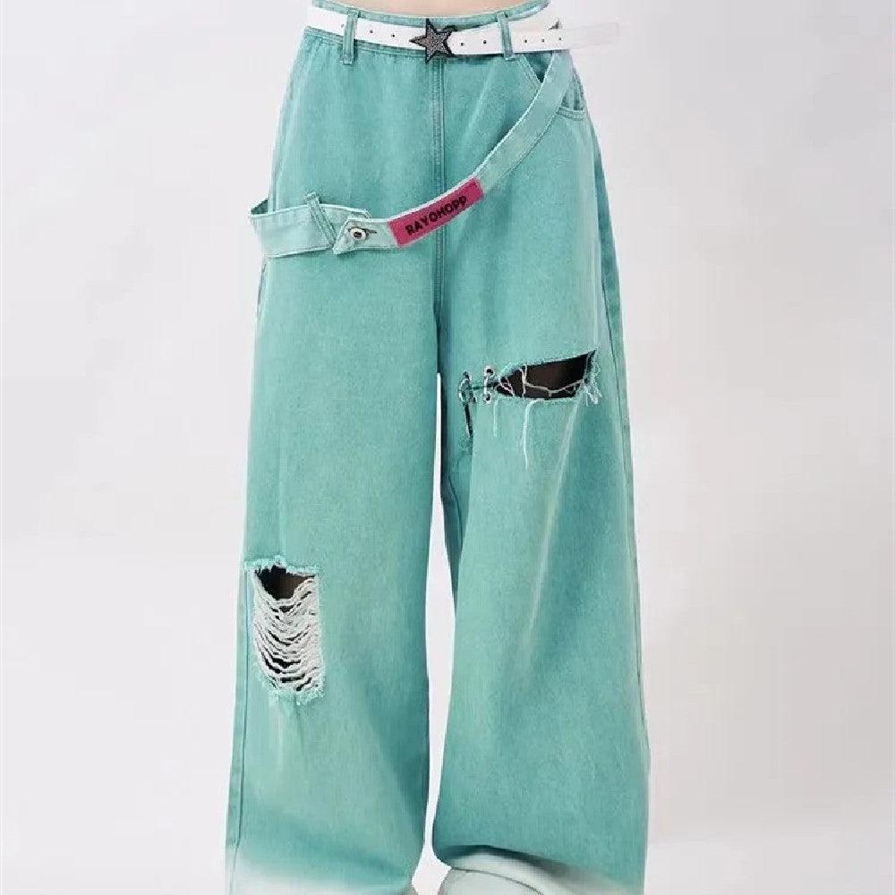 American Retro Tattered Jeans Jeans - Nioor