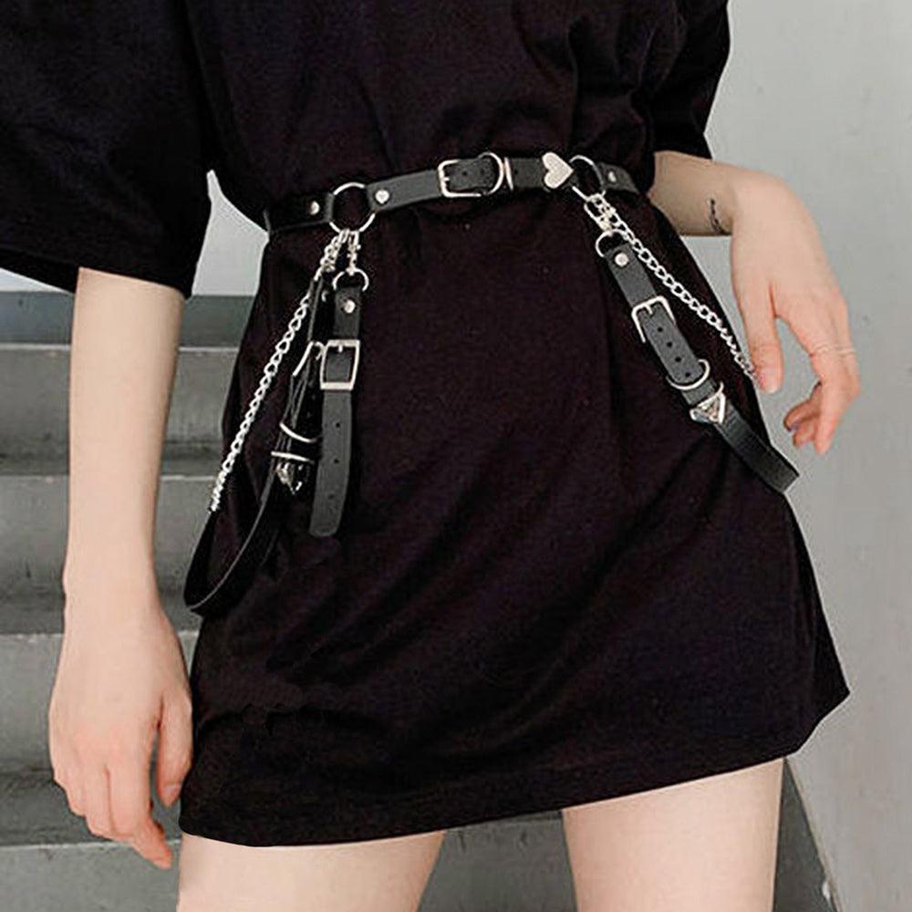 Punk Darkwind Women's Belt Leather Functional Chain Love Belt Sexy Uniform Suspenders Harness Accessories - Nioor