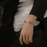 Couple Titanium Steel Cuban Link Chain Bracelet Does Not Fade