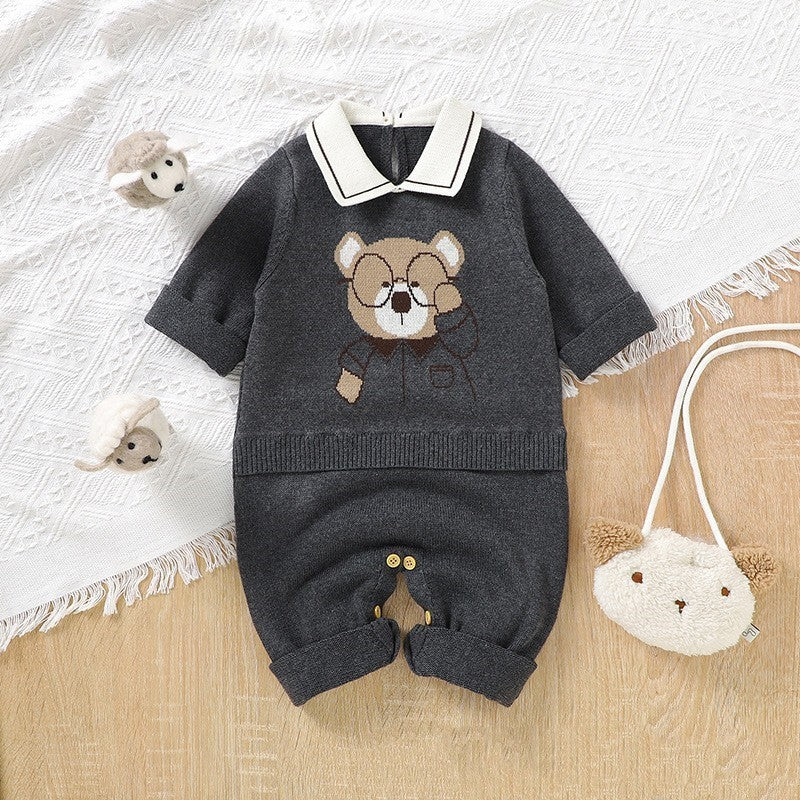 Standing Collar Baby Bear Knitted Sweater