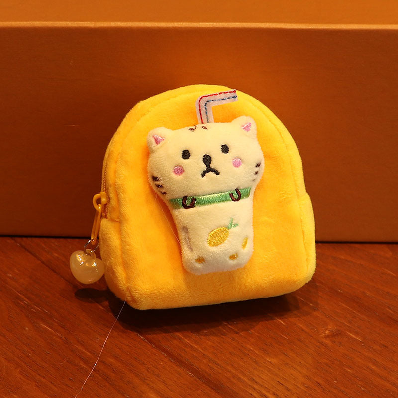 Creative Juice Milk Tea Small Animal Doll Solid Color Zero Wallet