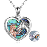 Horse Heart with Girls Pendant Necklace Gifts for Her - Nioor