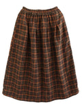 Elastic High Waist Woolen Cloth Plaid A- Line Dress - Nioor