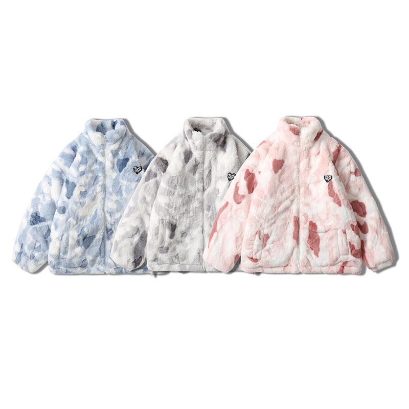 Chaos Tie Dyed Stand Collar Cashmere Coat For Men And Women - Nioor