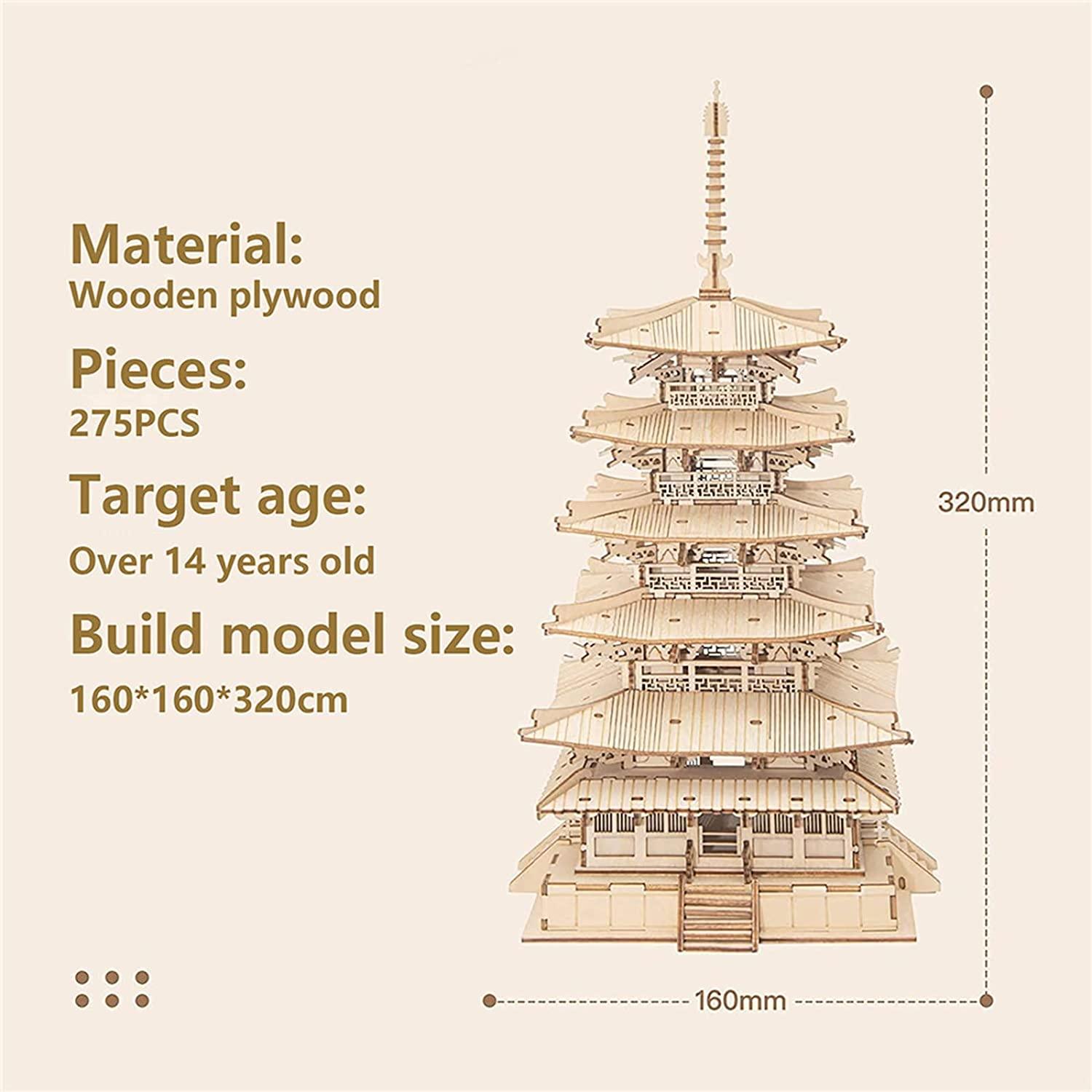 Robotime Five-storied Pagoda 3D Wooden Puzzle Toys For Children Kids Birthday Gift TGN02 - Nioor