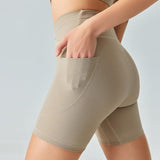 Rib High Waist Belly Contracting Yoga Shorts For Women - Nioor