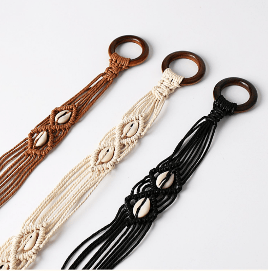 Ethnic Style Woven Wide Belt Women's Dress Casual All-match Decorative Tassels Rope Waist Chain Bohemian Accessories - Nioor