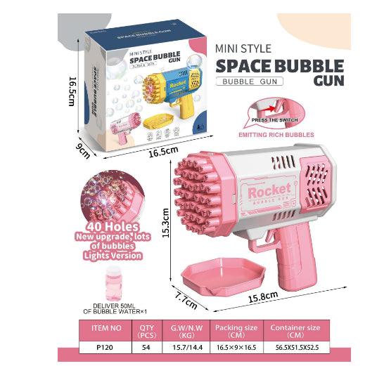 Bubble Gun Rocket 69 Holes Soap Bubbles Machine Gun Shape Automatic Blower With Light Toys For Kids Pomperos - Nioor