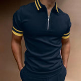 Zipper Stitching Men's Sports Polo Shirt - Nioor