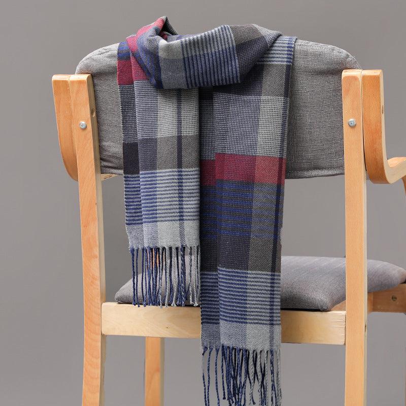 British Plaid Imitation Cashmere Tassels Couple Parent-child Men's Scarf - Nioor