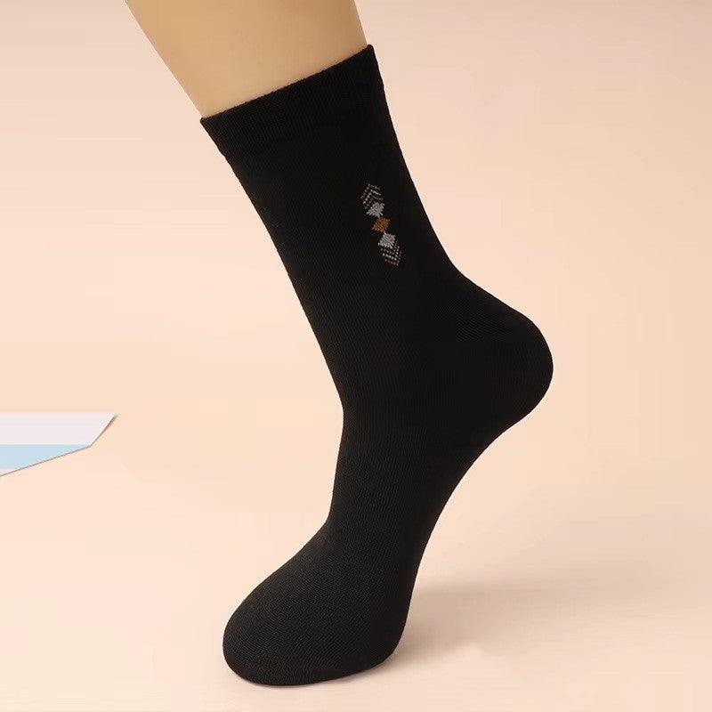 Men's Autumn And Winter Mid-calf Length Socks Black Wear-resistant Four Seasons - Nioor