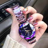 New Table Fashion Starry Sky Purple Steel Belt Women's Watch - Nioor