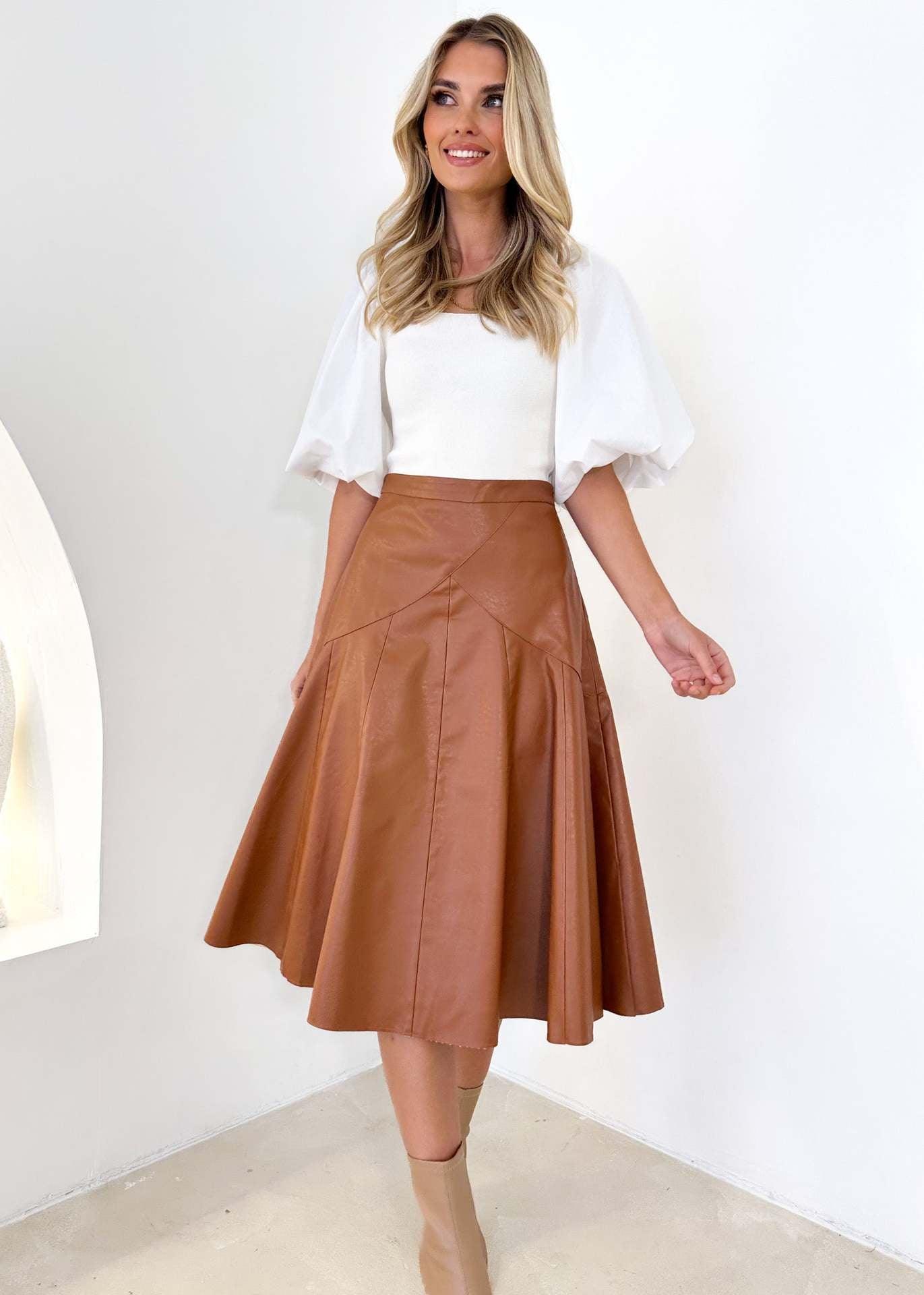 Women's High Waisted Mid Length Pleated Skirt - Nioor