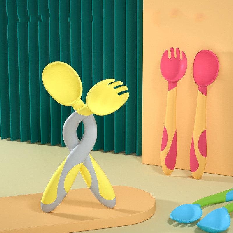 Baby Training Fork Spoon Twist Spoon Children's Tableware Set - Nioor