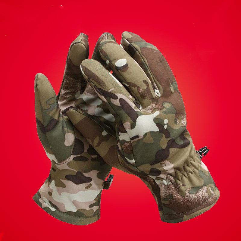 Outdoor Tactics Warm Soft Gloves Shark Leather Camouflage Windproof - Nioor