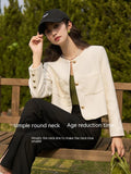 Women's French Retro Round Neck Short Jacket - Nioor