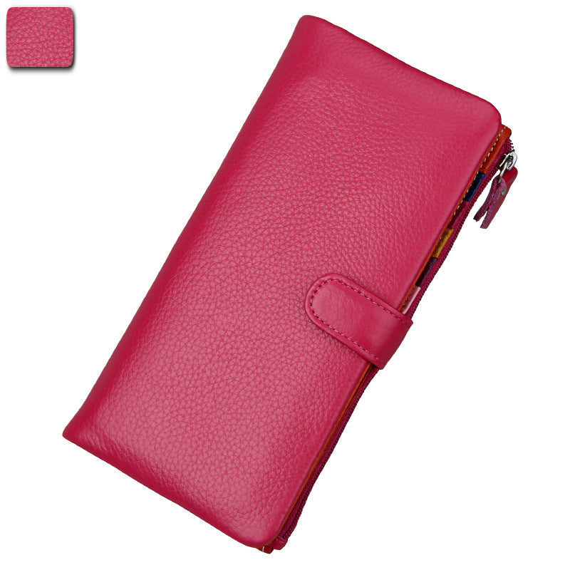 Ladies Long RFID Anti-Scan Wallet Top Layer Leather