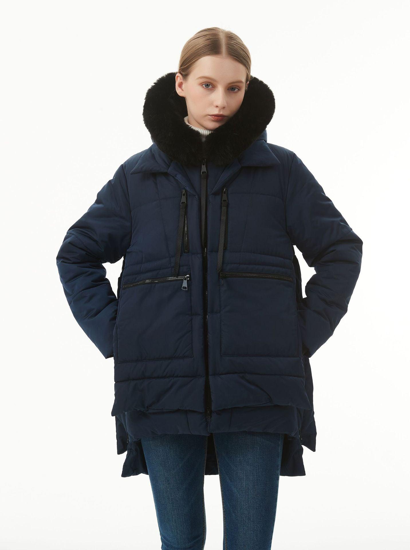 Women's Casual Hooded Middle Long Cotton-padded Coat - Nioor