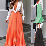 Women's Fashion Pleated Long Wide-leg Pants - Nioor