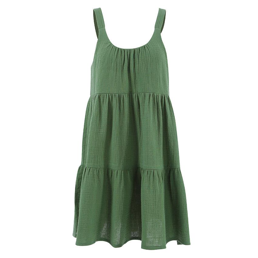 Outdoor Casual Home Spaghetti Straps Sleeveless Short Nightdress - Nioor