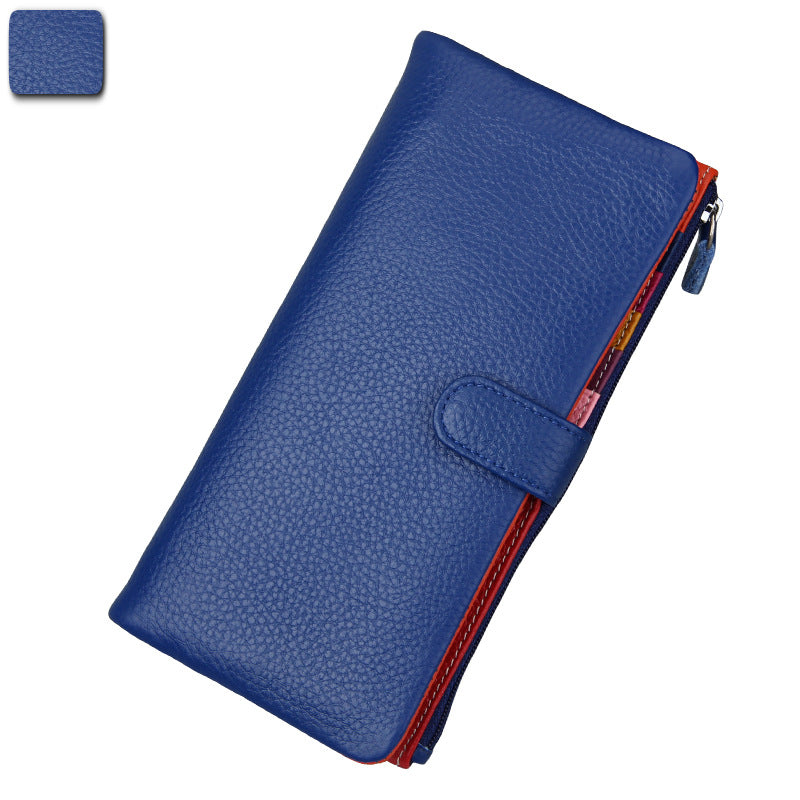 Ladies Long RFID Anti-Scan Wallet Top Layer Leather