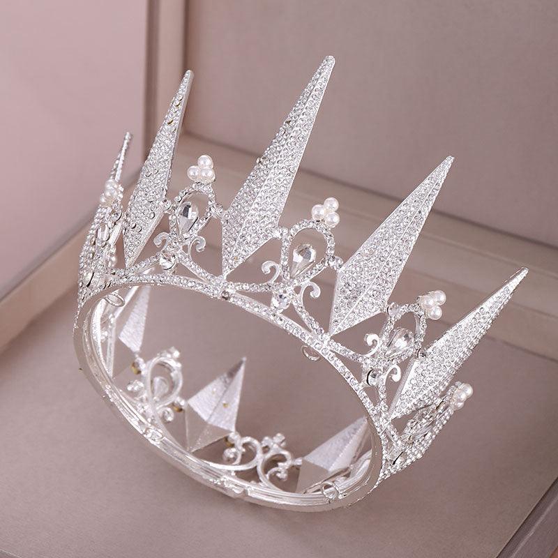 The Whole Circle Full Of Diamonds Crystal Big Crown Wedding Headdress - Nioor